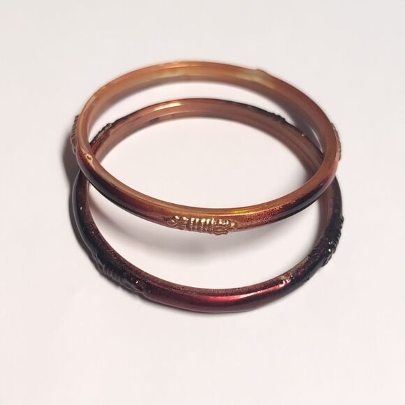 Set of 2 Red and Orange Indian Bangle Bracelets - Picture 3 of 4